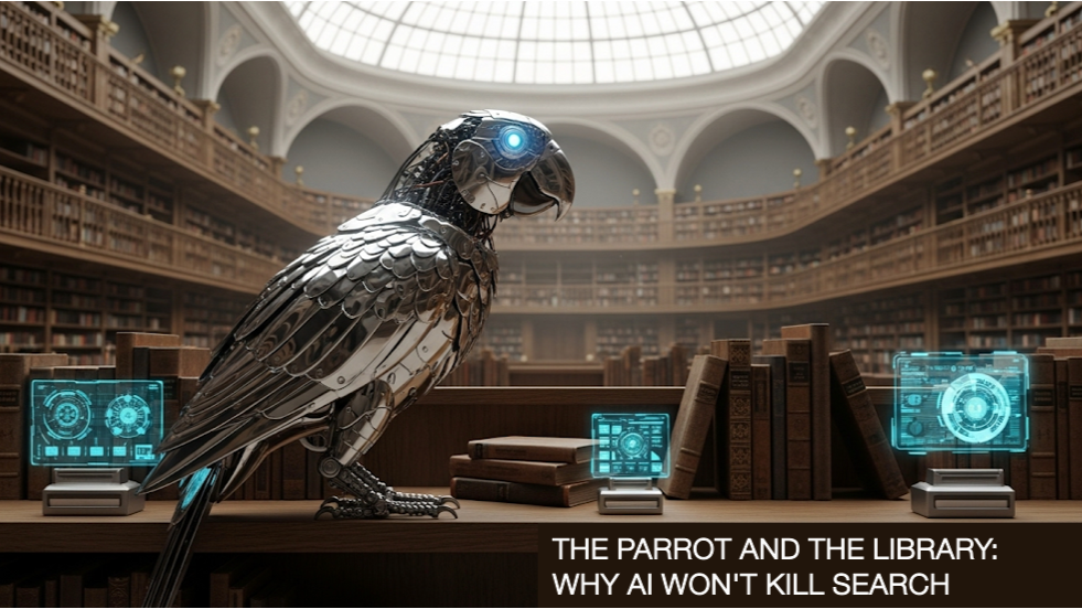 The Parrot and the Library: Why AI Won't Kill Search (It Will Crown It)